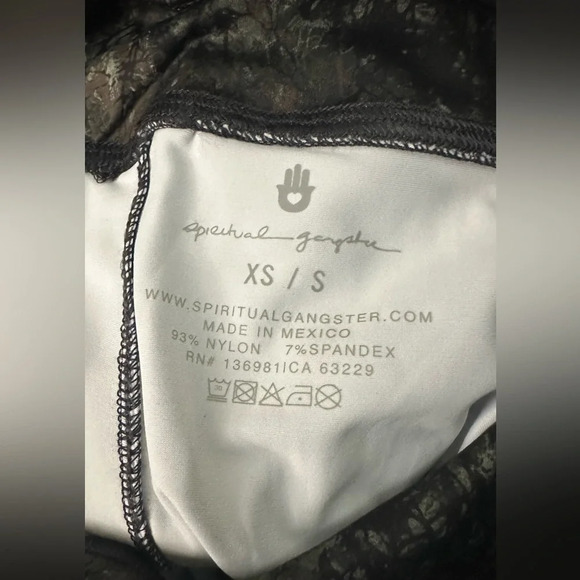 NWT Spiritual Gangster Crackled Print Black, Green, Yellow Leggings Size XS/S - Picture 5 of 5